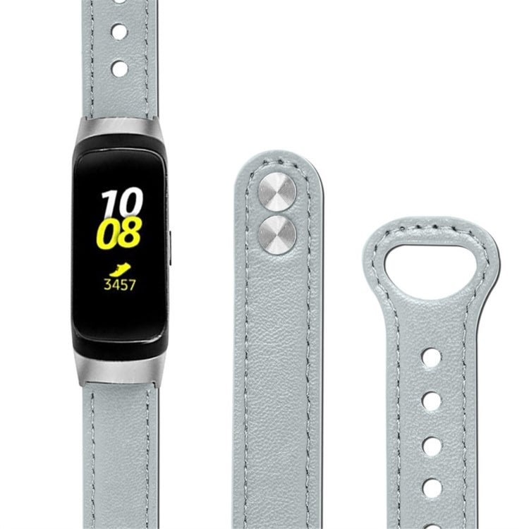 Meget pænt Samsung Galaxy Fit Ægte læder Urrem - Sølv#serie_8