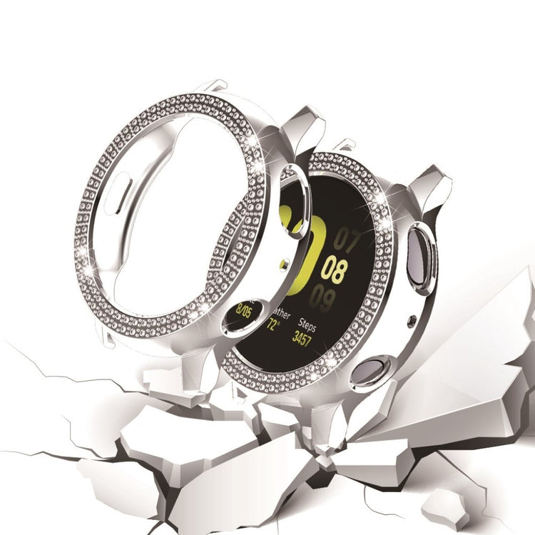 Samsung Galaxy Watch Active 2 - 40mm Elegant Rhinsten og Silikone Bumper  - Sølv#serie_2