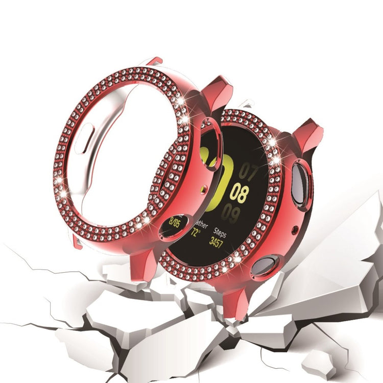Samsung Galaxy Watch Active 2 - 40mm Elegant Rhinsten og Silikone Bumper  - Rød#serie_4