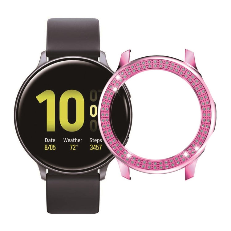 Samsung Galaxy Watch Active 2 - 40mm Elegant Rhinsten og Silikone Bumper  - Pink#serie_5