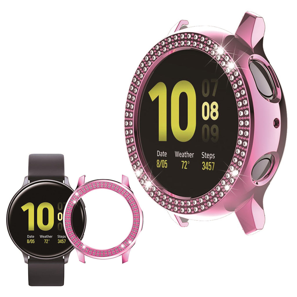 Samsung Galaxy Watch Active 2 - 40mm Elegant Rhinsten og Silikone Bumper  - Pink#serie_5