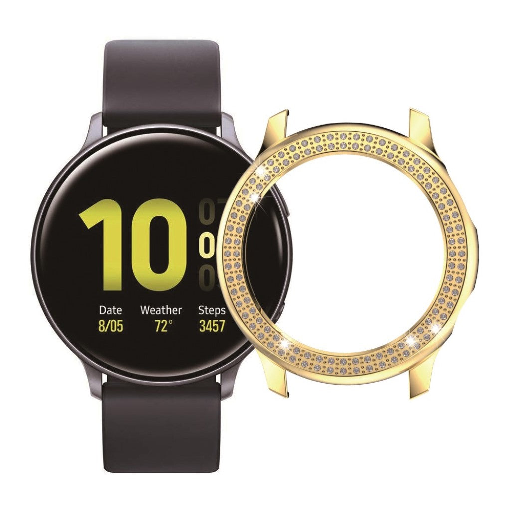 Samsung Galaxy Watch Active 2 - 40mm Elegant Rhinsten og Silikone Bumper  - Guld#serie_7