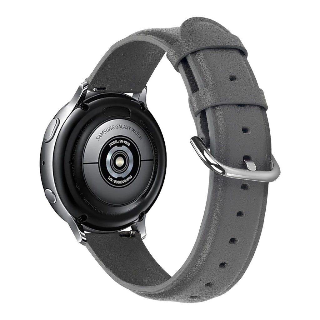 Fed Samsung Galaxy Watch Active 2 - 44mm Ægte læder Rem - Sølv#serie_3