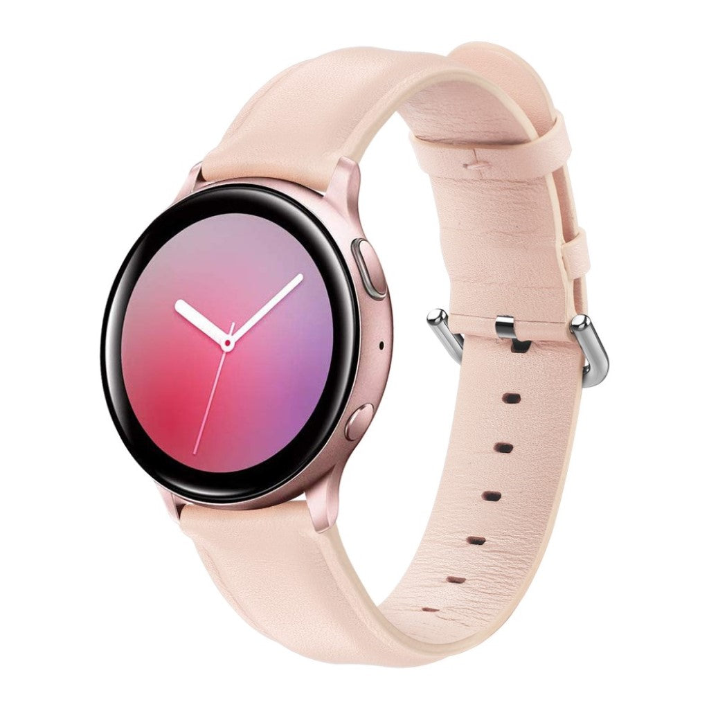 Fed Samsung Galaxy Watch Active 2 - 44mm Ægte læder Rem - Pink#serie_5