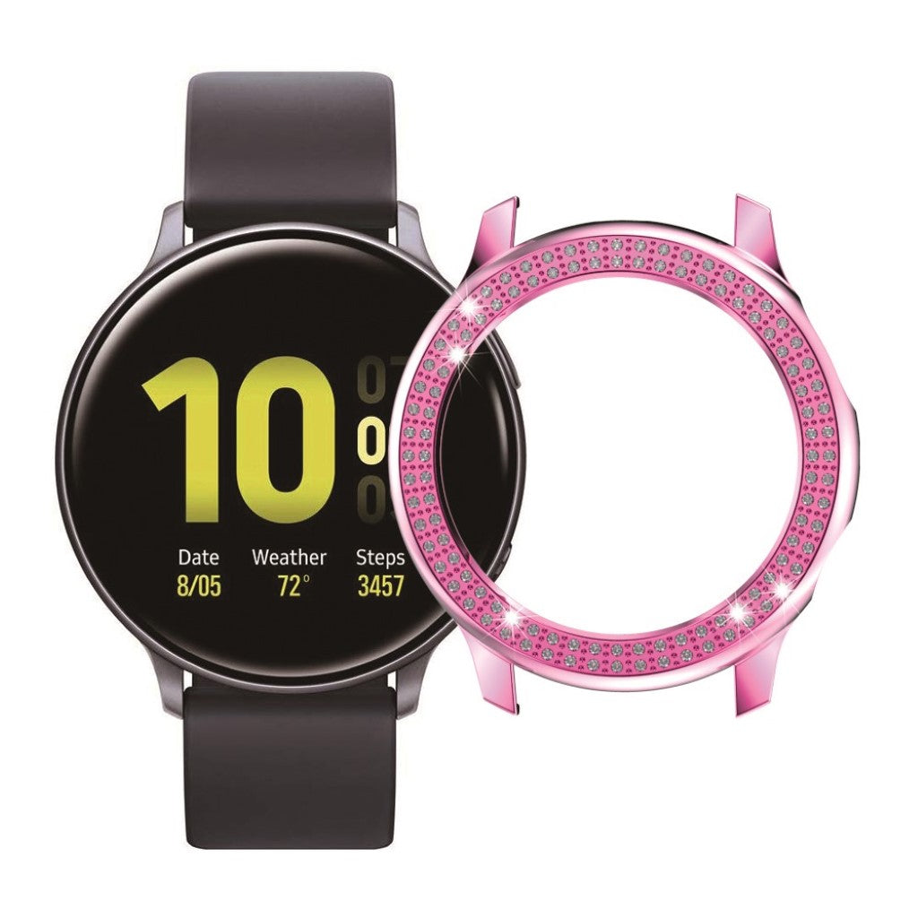 Samsung Galaxy Watch Active 2 - 44mm Elegant Rhinsten og Silikone Bumper  - Pink#serie_5