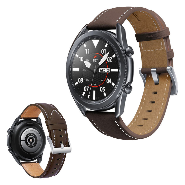 Cool Samsung Galaxy Watch 3 (45mm) Ægte læder Rem - Brun#serie_2