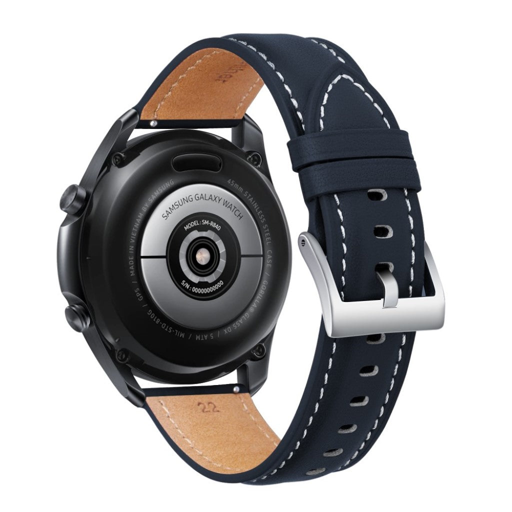 Cool Samsung Galaxy Watch 3 (45mm) Ægte læder Rem - Blå#serie_3