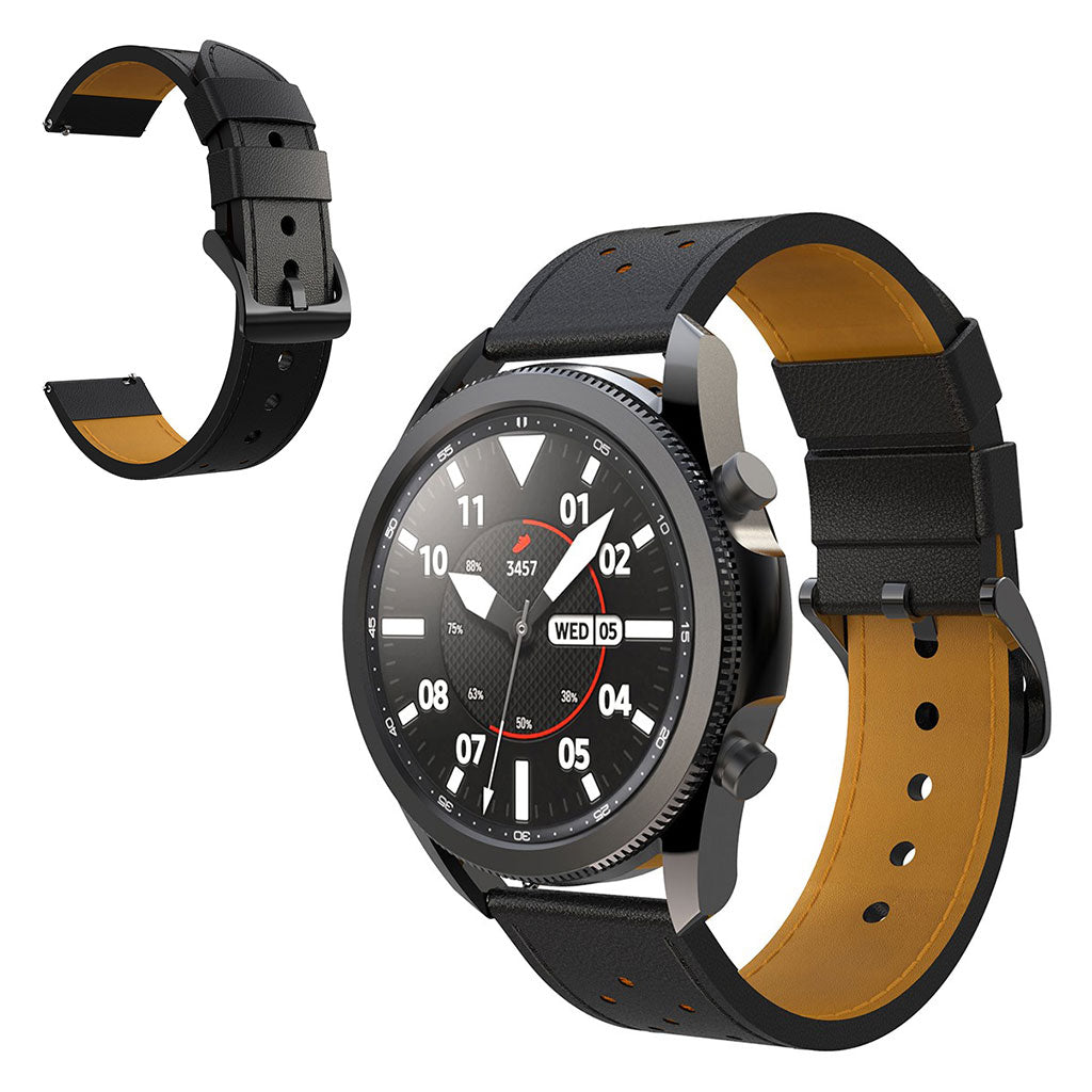 Fantastisk Samsung Galaxy Watch 3 (45mm) Ægte læder Rem - Sort#serie_2