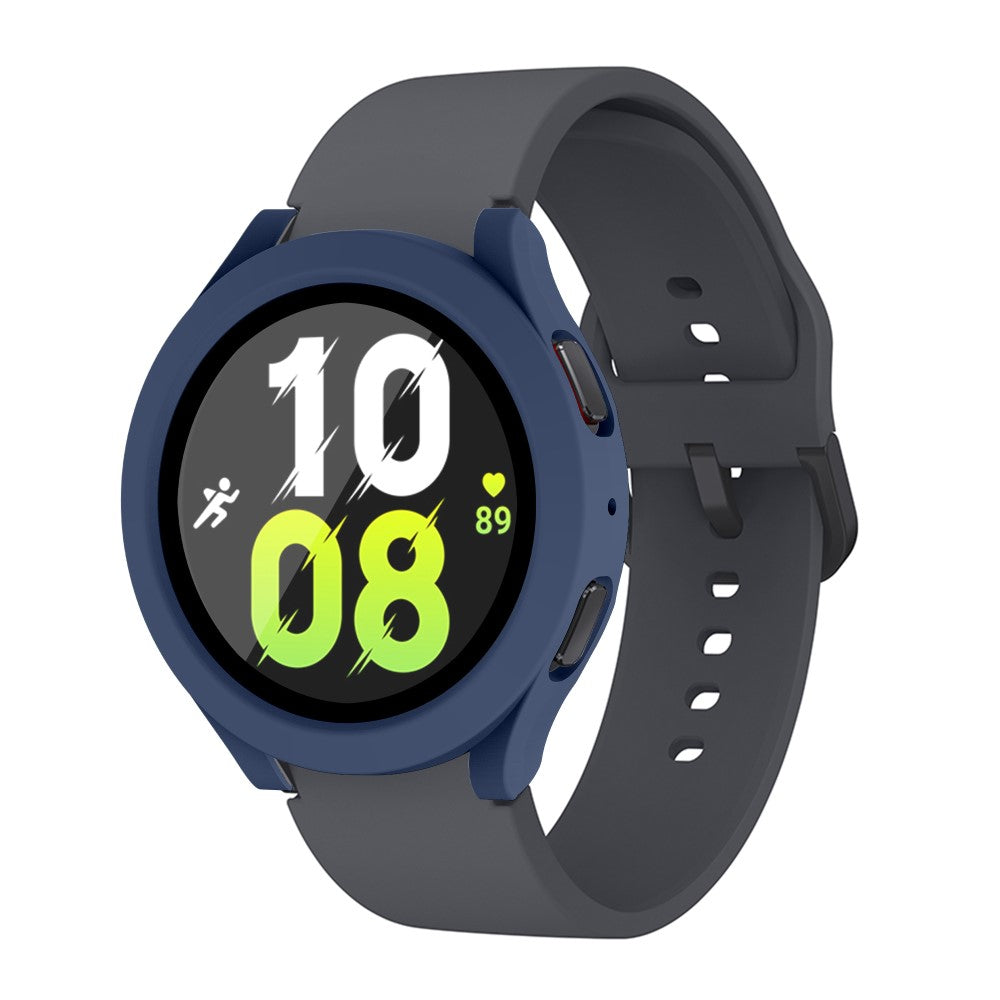 Meget Fint Samsung Galaxy Watch 5 (40mm) / Samsung Galaxy Watch 4 (40mm) Cover med Skærmbeskytter i Plastik og Hærdet Glas - Blå#serie_6