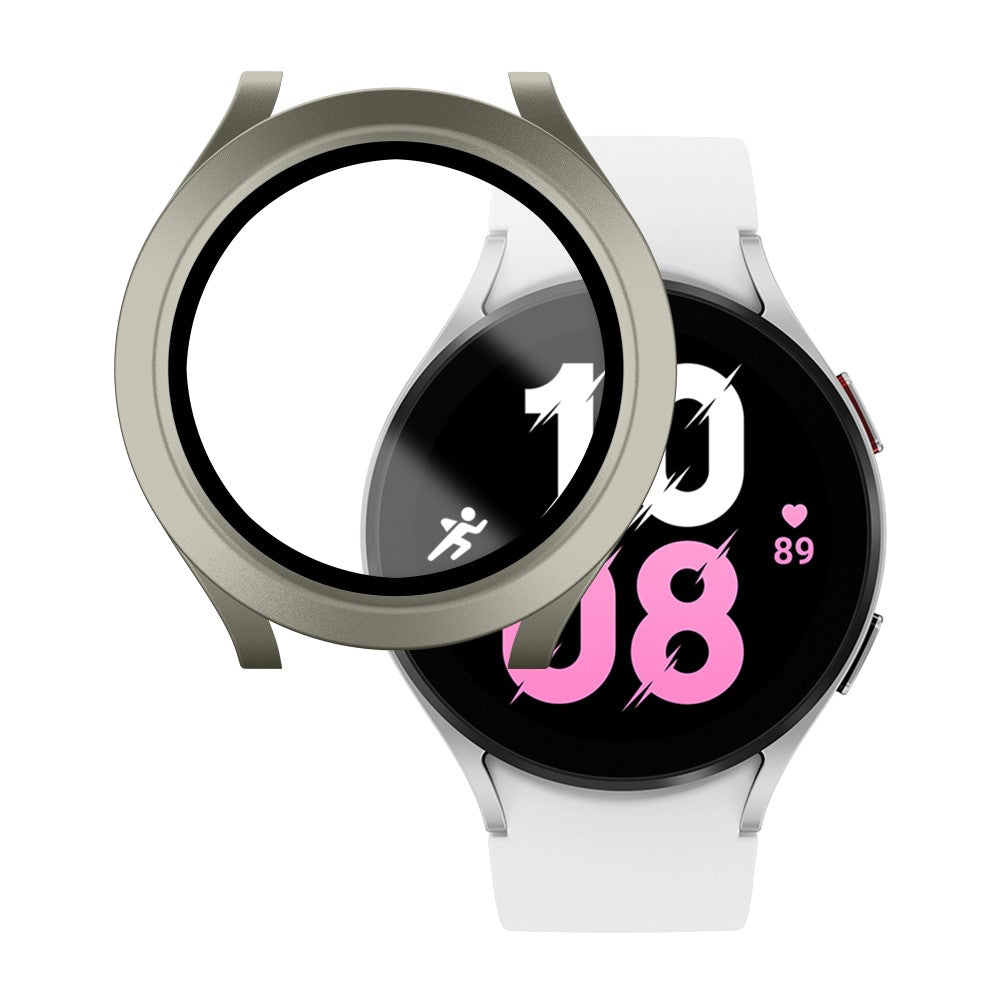 Meget Fint Samsung Galaxy Watch 5 (40mm) / Samsung Galaxy Watch 4 (40mm) Cover med Skærmbeskytter i Plastik og Hærdet Glas - Sølv#serie_9