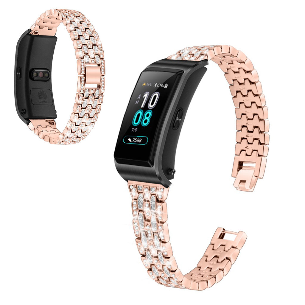 Rigtigt hårdfør Huawei TalkBand B5 Metal og Rhinsten Rem - Pink#serie_2