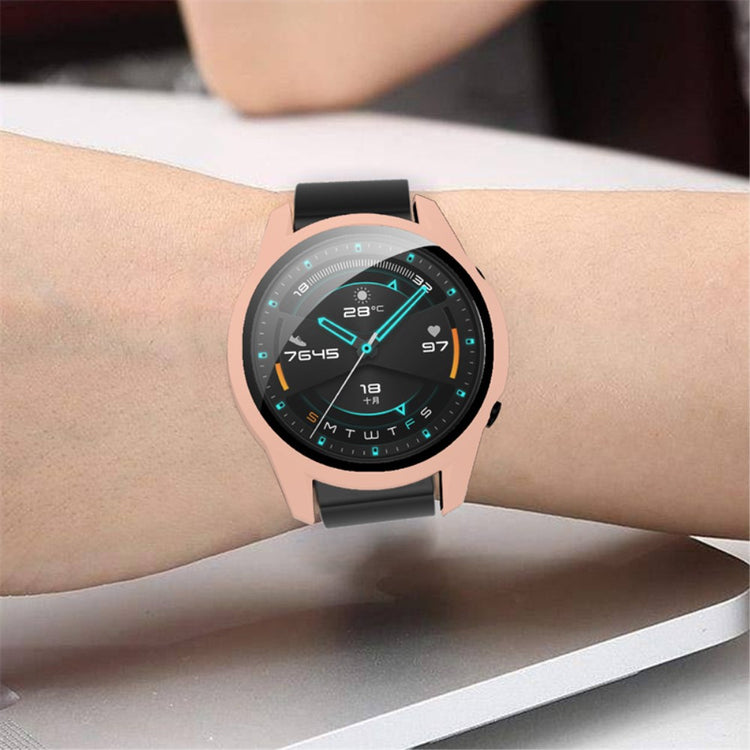 Meget Flot Huawei Watch GT 2 42mm Cover med Skærmbeskytter i Plastik og Hærdet Glas - Pink#serie_3