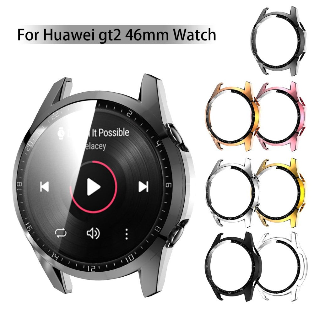 Super Pænt Huawei Watch GT 2 46mm Cover med Skærmbeskytter i Plastik og Hærdet Glas - Sølv#serie_3