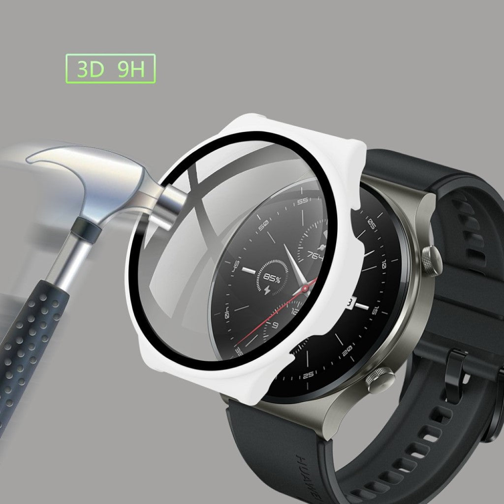 Rigtigt Fed Huawei Watch GT 2 Pro Cover med Skærmbeskytter i Plastik og Hærdet Glas - Hvid#serie_2