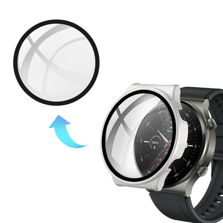 Rigtigt Fed Huawei Watch GT 2 Pro Cover med Skærmbeskytter i Plastik og Hærdet Glas - Sølv#serie_4