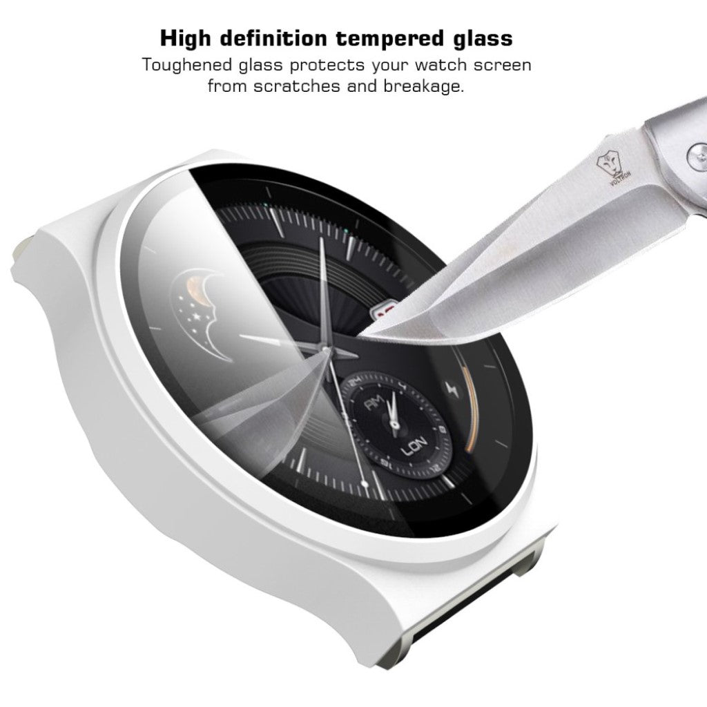 Meget Flot Huawei Watch GT 2 Pro Cover med Skærmbeskytter i Plastik og Hærdet Glas - Hvid#serie_1