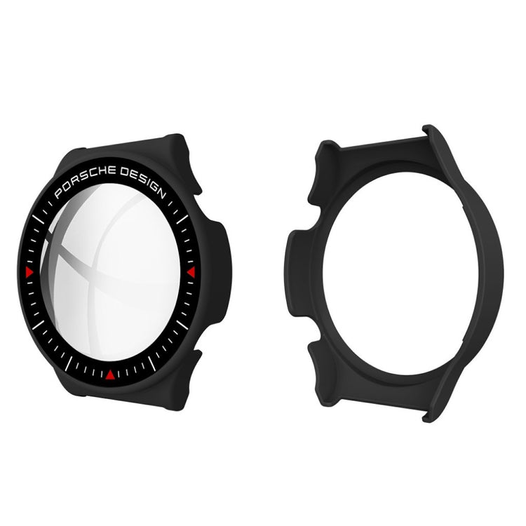 Vildt Fed Huawei Watch GT 2 Pro (Porsche Design) Cover med Skærmbeskytter i Plastik og Hærdet Glas - Sort#serie_1