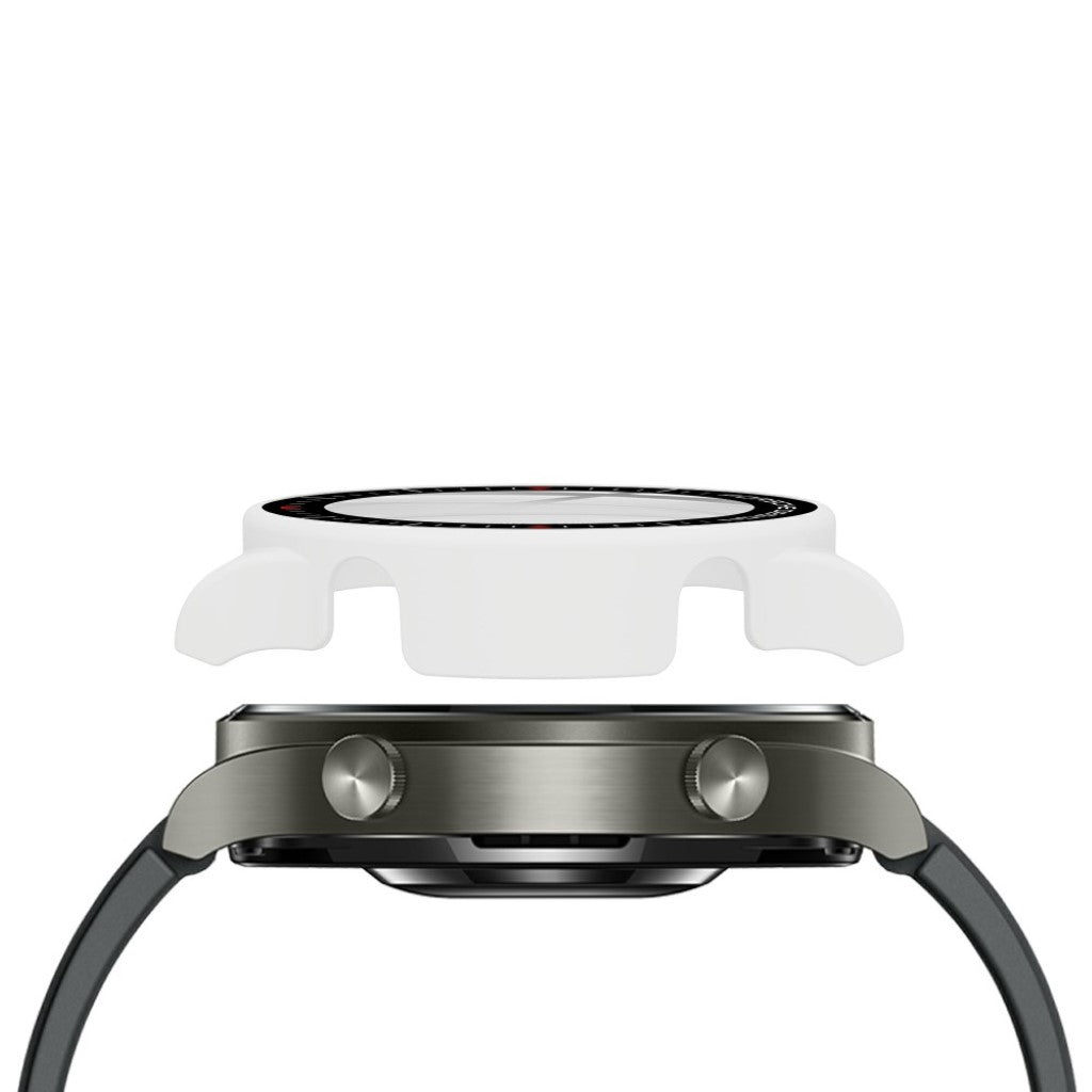 Vildt Fed Huawei Watch GT 2 Pro (Porsche Design) Cover med Skærmbeskytter i Plastik og Hærdet Glas - Hvid#serie_2