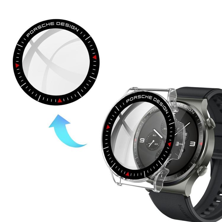 Vildt Fed Huawei Watch GT 2 Pro (Porsche Design) Cover med Skærmbeskytter i Plastik og Hærdet Glas - Gennemsigtig#serie_3