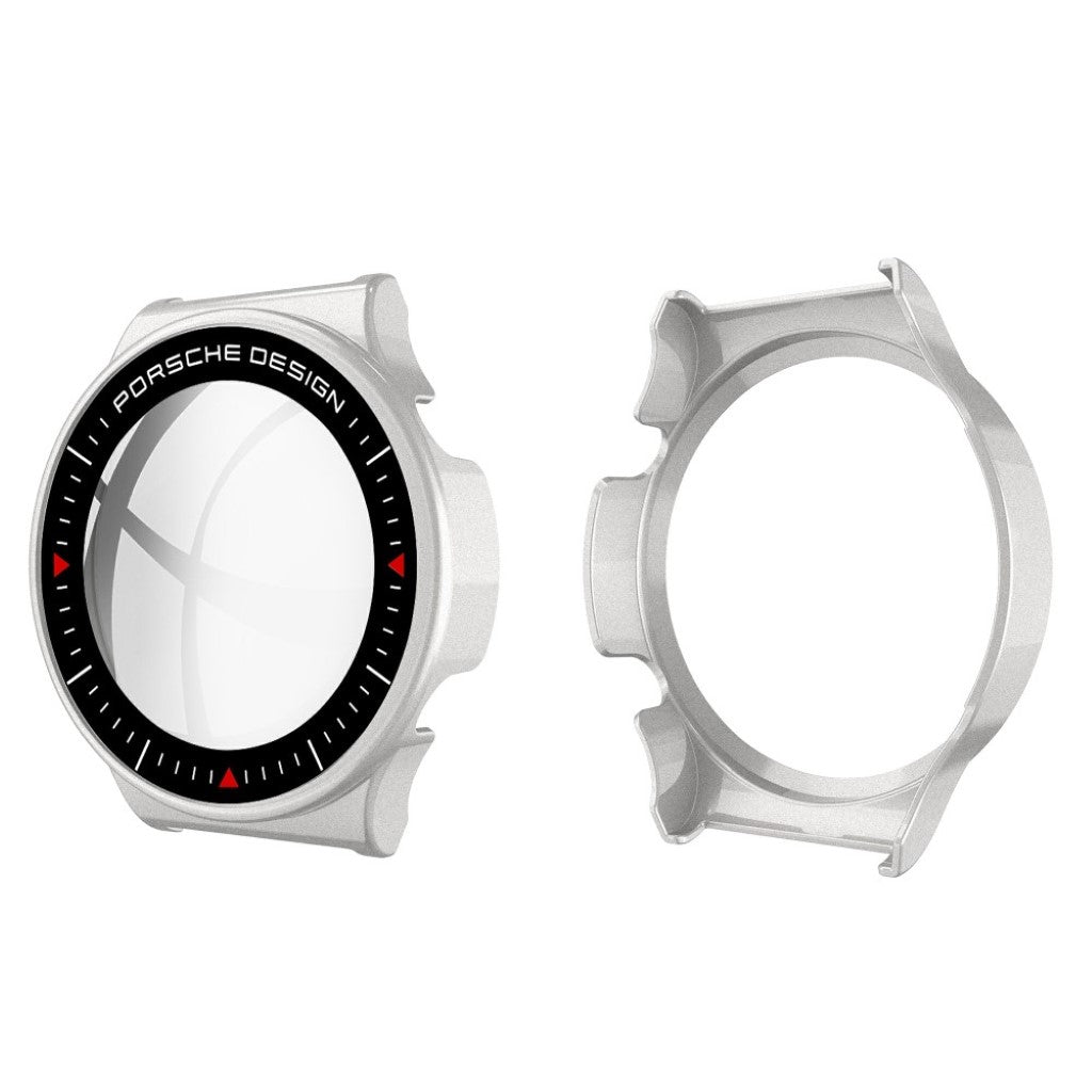 Vildt Fed Huawei Watch GT 2 Pro (Porsche Design) Cover med Skærmbeskytter i Plastik og Hærdet Glas - Sølv#serie_4