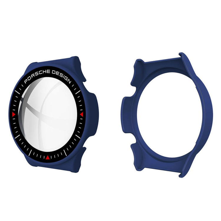 Vildt Fed Huawei Watch GT 2 Pro (Porsche Design) Cover med Skærmbeskytter i Plastik og Hærdet Glas - Blå#serie_6