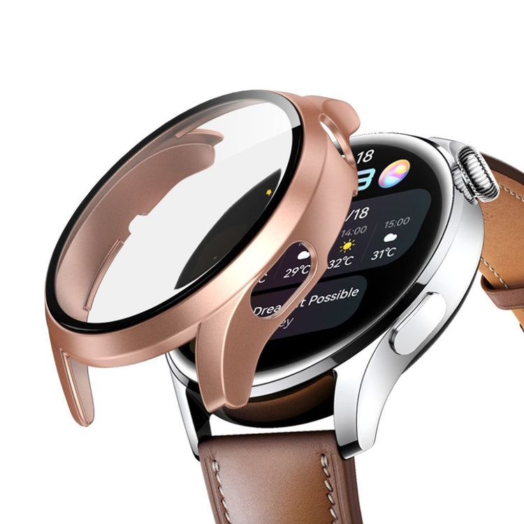 Vildt Fint Huawei Watch 3 Pro Cover med Skærmbeskytter i Plastik og Hærdet Glas - Pink#serie_1