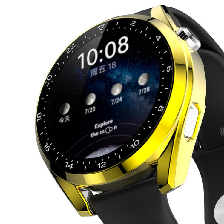 Meget Fint Huawei Watch 3 Pro Cover med Skærmbeskytter i Plastik og Hærdet Glas - Guld#serie_3