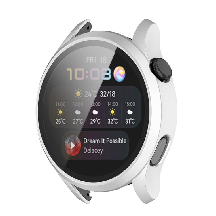 Godt Huawei Watch 3 Cover med Skærmbeskytter i Silikone og Hærdet Glas - Sølv#serie_2