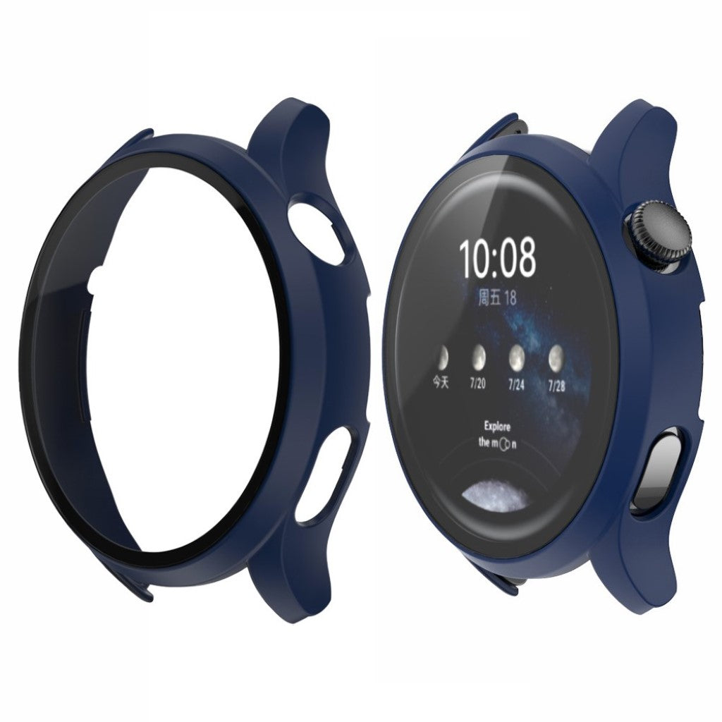 Godt Huawei Watch 3 Cover med Skærmbeskytter i Plastik og Hærdet Glas - Blå#serie_8