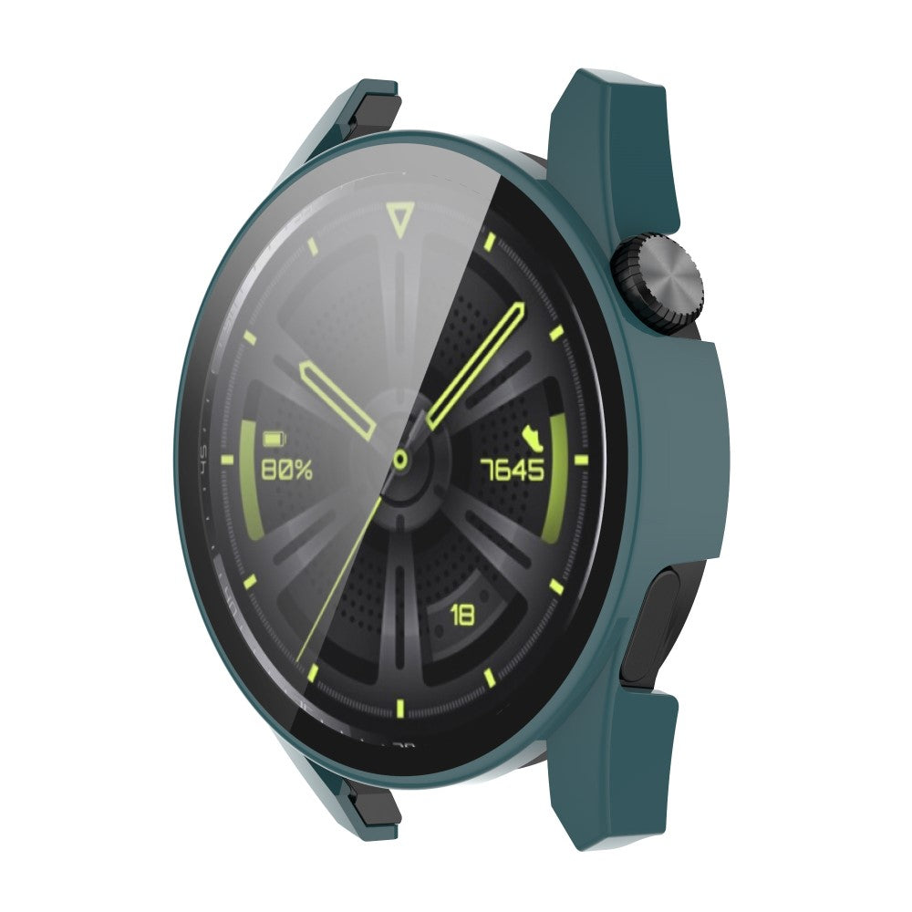 Fed Huawei Watch GT 3 (42mm) Cover med Skærmbeskytter i Plastik og Hærdet Glas - Grøn#serie_1