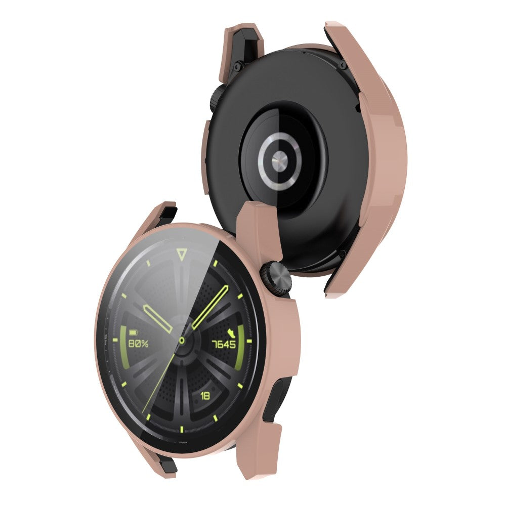 Fed Huawei Watch GT 3 (42mm) Cover med Skærmbeskytter i Plastik og Hærdet Glas - Pink#serie_6