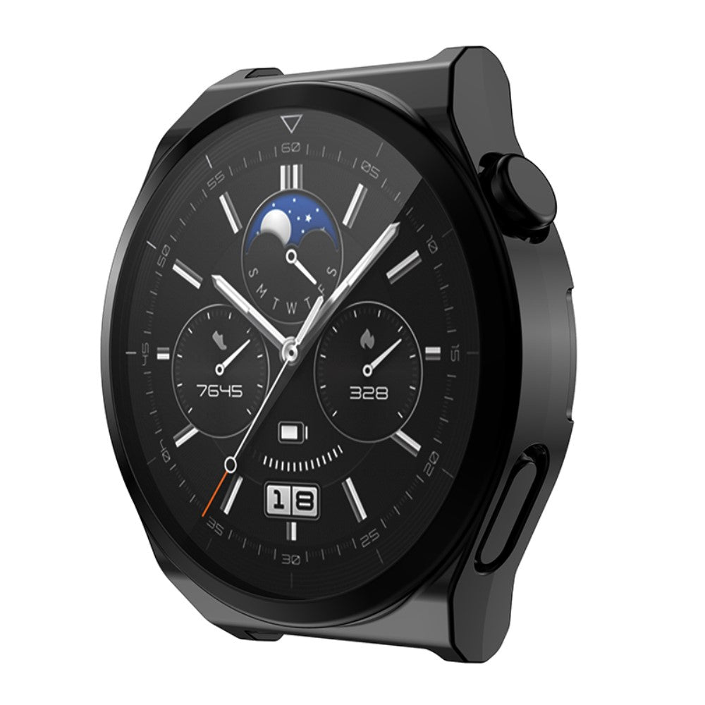 Mega Flot Huawei Watch GT 3 Pro 43mm Cover med Skærmbeskytter i Silikone - Sort#serie_2