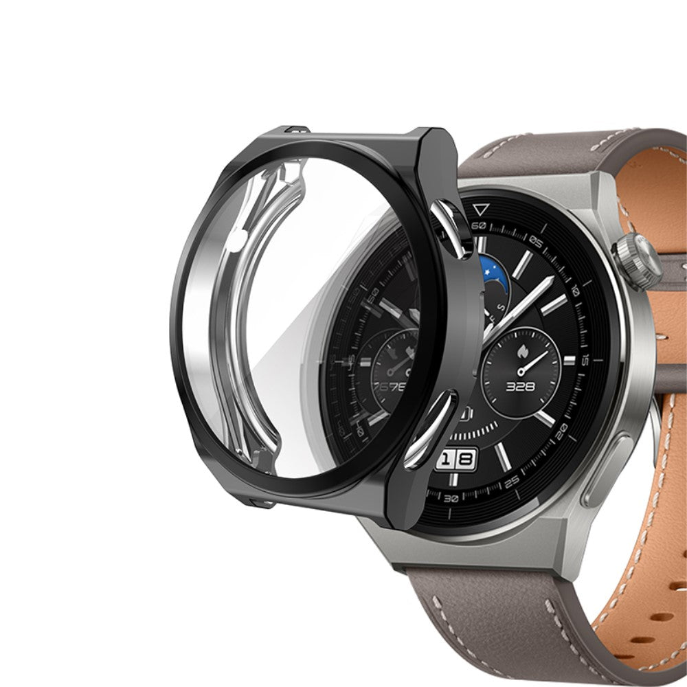 Mega Flot Huawei Watch GT 3 Pro 43mm Cover med Skærmbeskytter i Silikone - Sort#serie_2