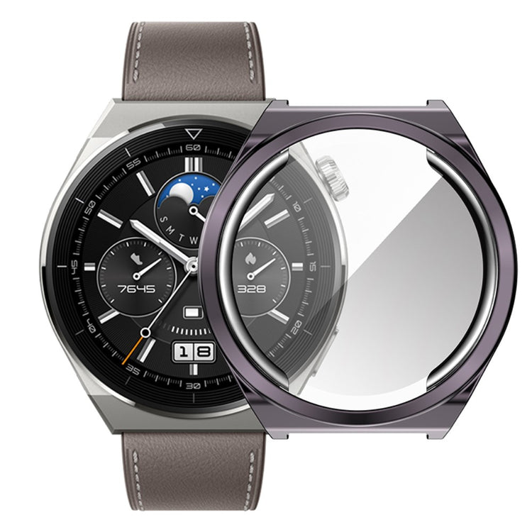 Mega Flot Huawei Watch GT 3 Pro 43mm Cover med Skærmbeskytter i Silikone - Sølv#serie_3