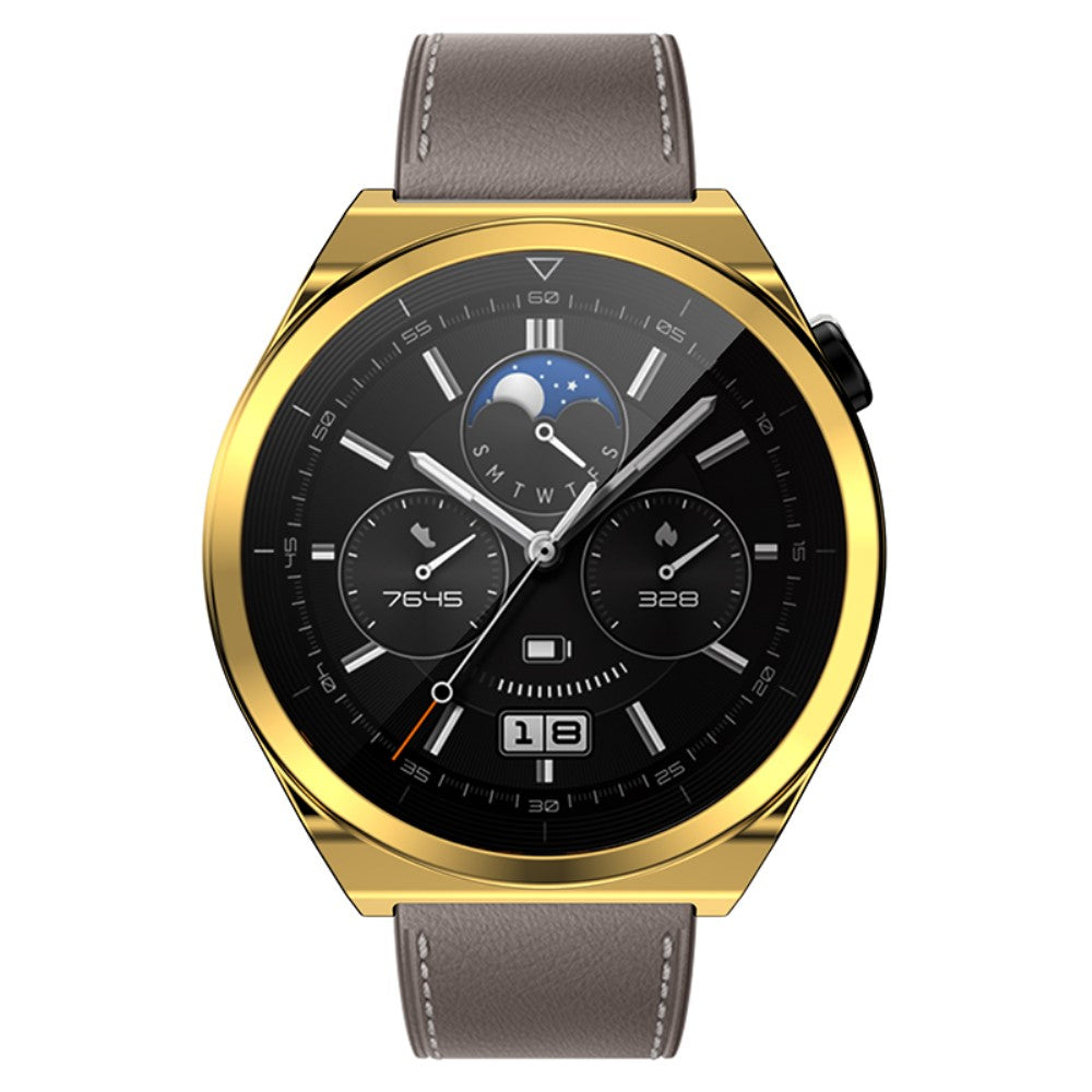 Mega Flot Huawei Watch GT 3 Pro 43mm Cover med Skærmbeskytter i Silikone - Guld#serie_4