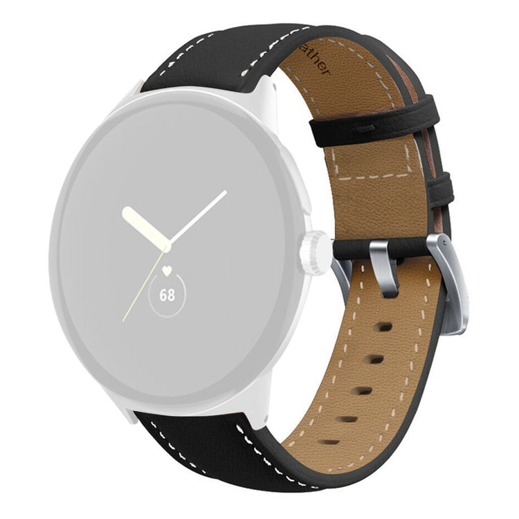 Vildt fantastisk Google Pixel Watch Ægte læder Rem - Sort#serie_1