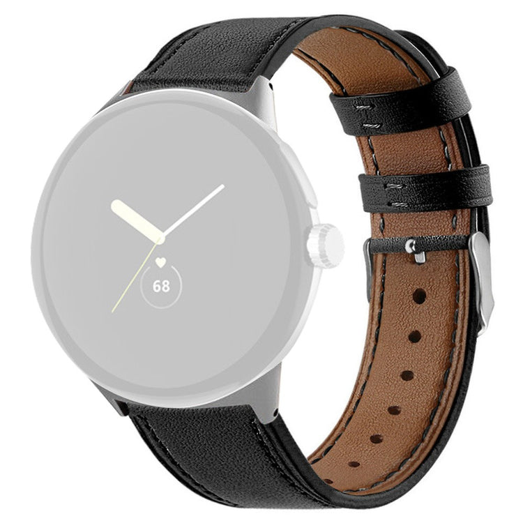 Meget komfortabel Google Pixel Watch Ægte læder Rem - Sort#serie_1