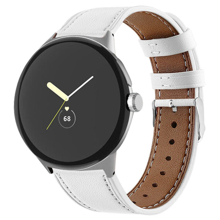 Meget komfortabel Google Pixel Watch Ægte læder Rem - Hvid#serie_3