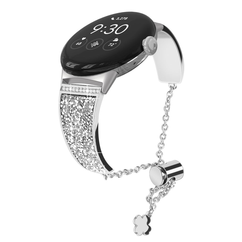 Solid Google Pixel Watch Metal og Rhinsten Rem - Sølv#serie_2