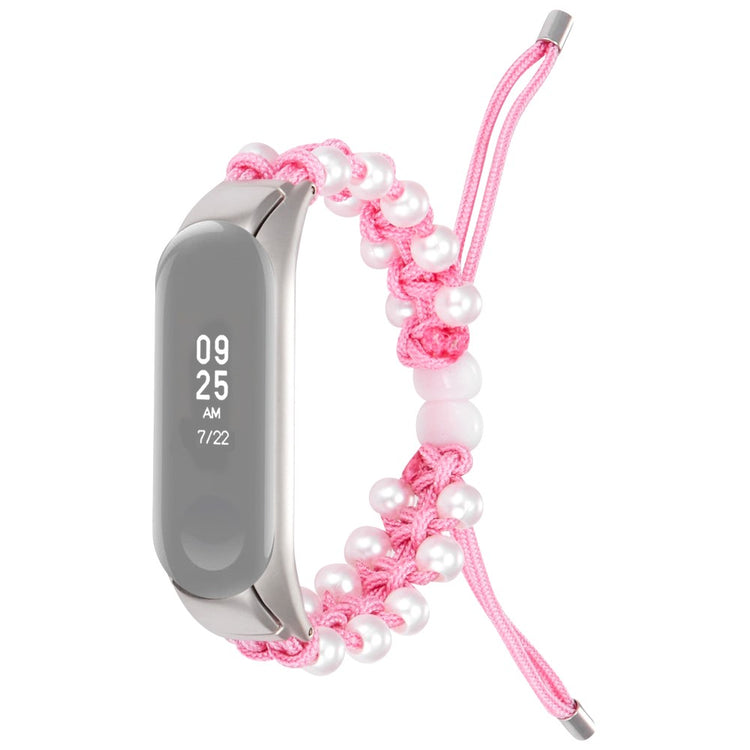  Xiaomi Mi Smart Band 6 / Xiaomi Mi Band 5 Rhinsten og Nylon Rem - Pink#serie_4