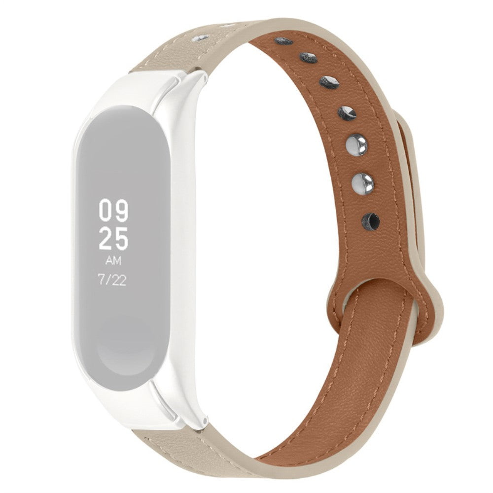  Xiaomi Mi Smart Band 6 / Xiaomi Mi Band 5 Ægte læder Urrem - Hvid#serie_7