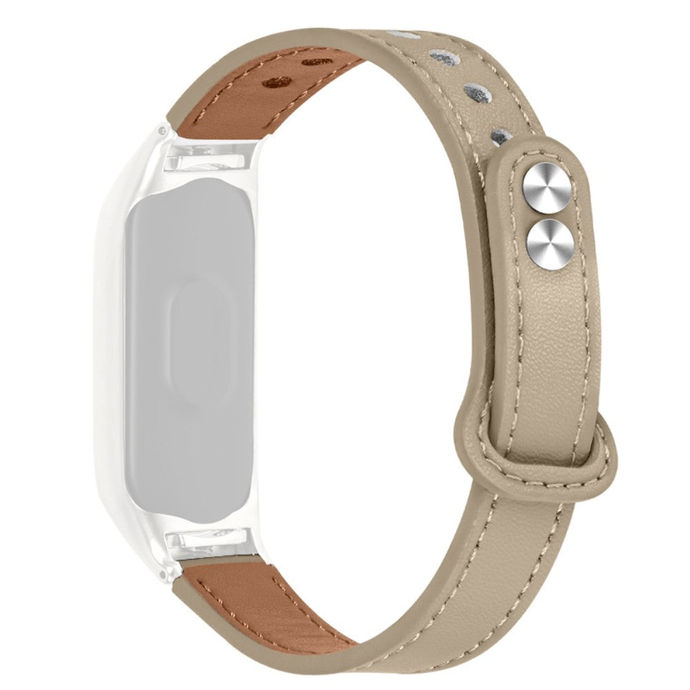  Xiaomi Mi Smart Band 6 / Xiaomi Mi Band 5 Ægte læder Rem - Beige#serie_3