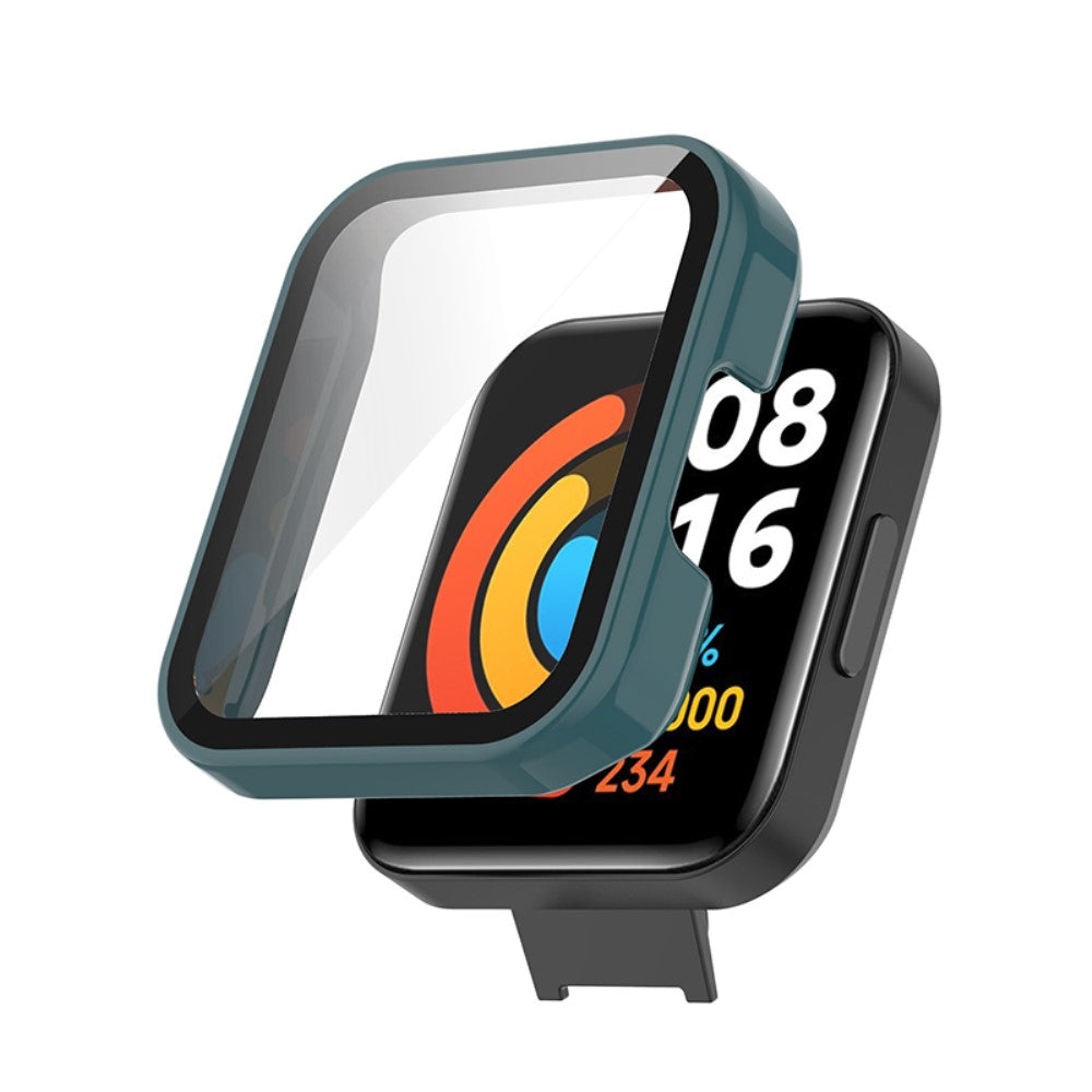 Super Fed Xiaomi Redmi Watch 2 Cover med Skærmbeskytter i Plastik og Hærdet Glas - Grøn#serie_3