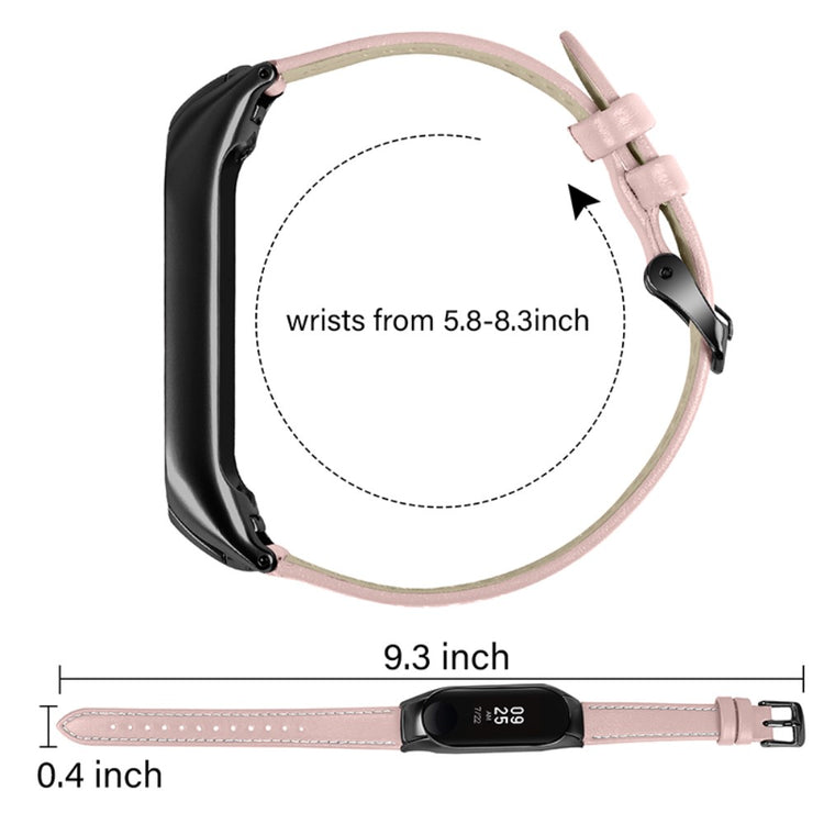 Super fint Xiaomi Mi Band 7 Ægte læder Urrem - Pink#serie_3
