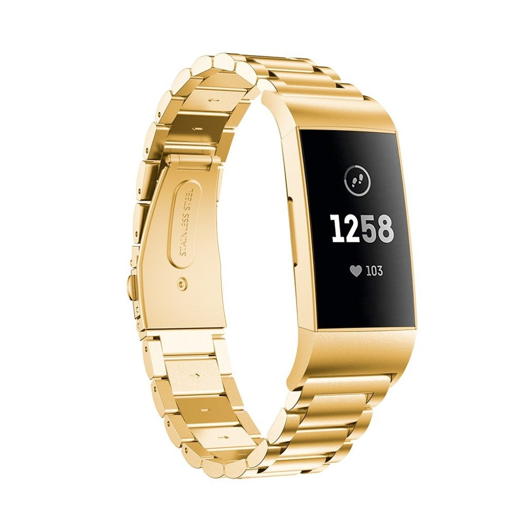 Mega fint Fitbit Charge 4 / Fitbit Charge 3 Metal Rem - Guld#serie_3