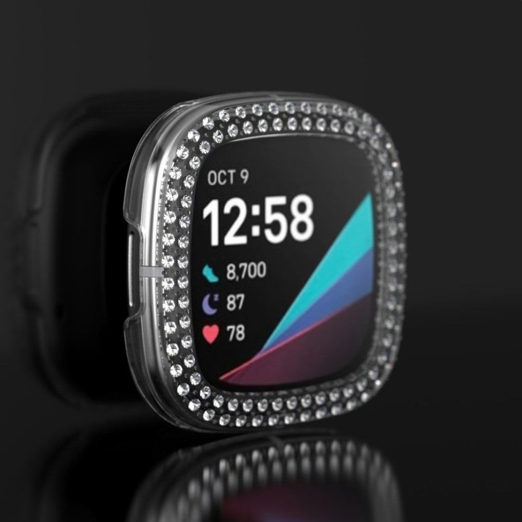 Fitbit Versa 3 / Fitbit Sense  Rhinsten og Silikone Bumper  - Gennemsigtig#serie_2