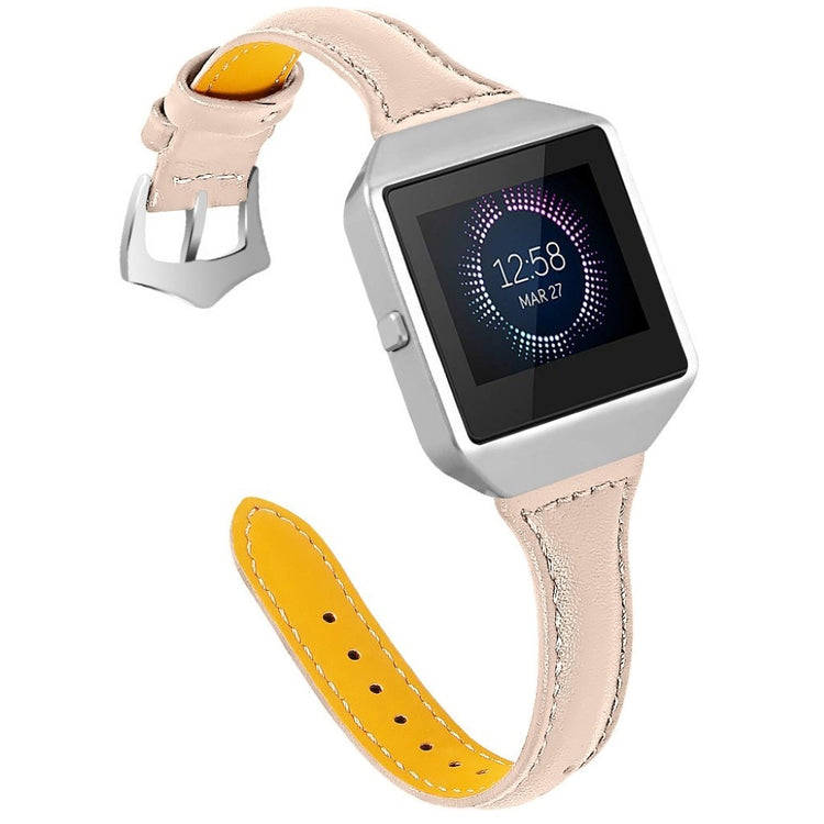 Meget holdbart Fitbit Blaze Ægte læder Rem - Beige#serie_12