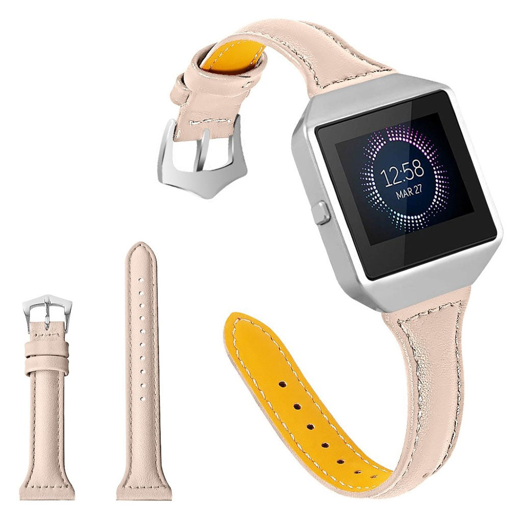 Meget holdbart Fitbit Blaze Ægte læder Rem - Beige#serie_12