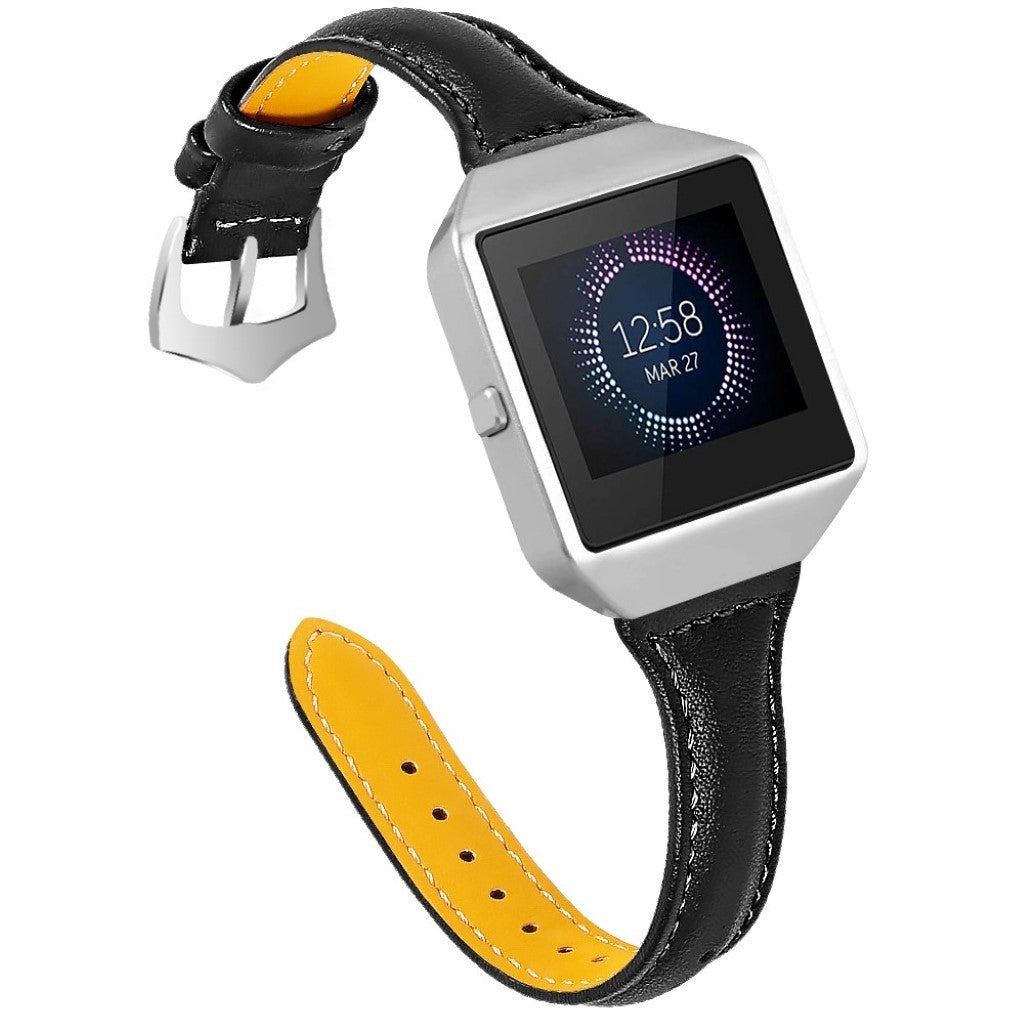 Meget holdbart Fitbit Blaze Ægte læder Rem - Sort#serie_3