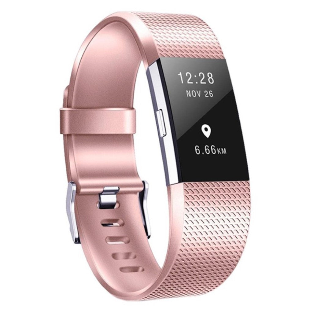 Meget holdbart Fitbit Charge 2 Silikone Rem - Størrelse: L - Pink#serie_2